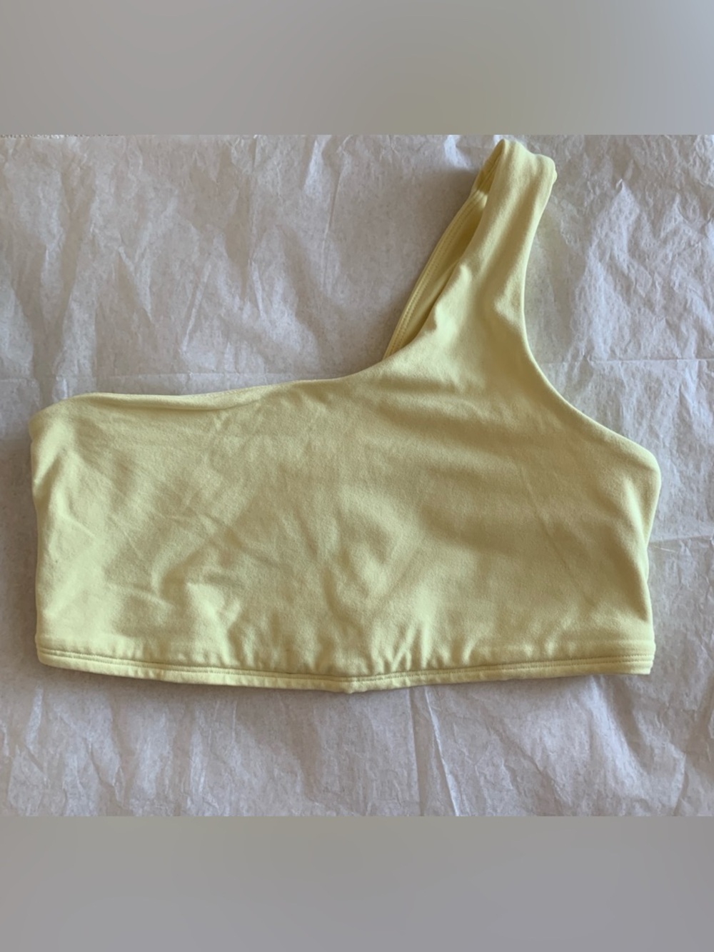 EUC Alo Yoga One Shoulder Slit Sports Bra Yellow Cutout Athleisure, Size Large